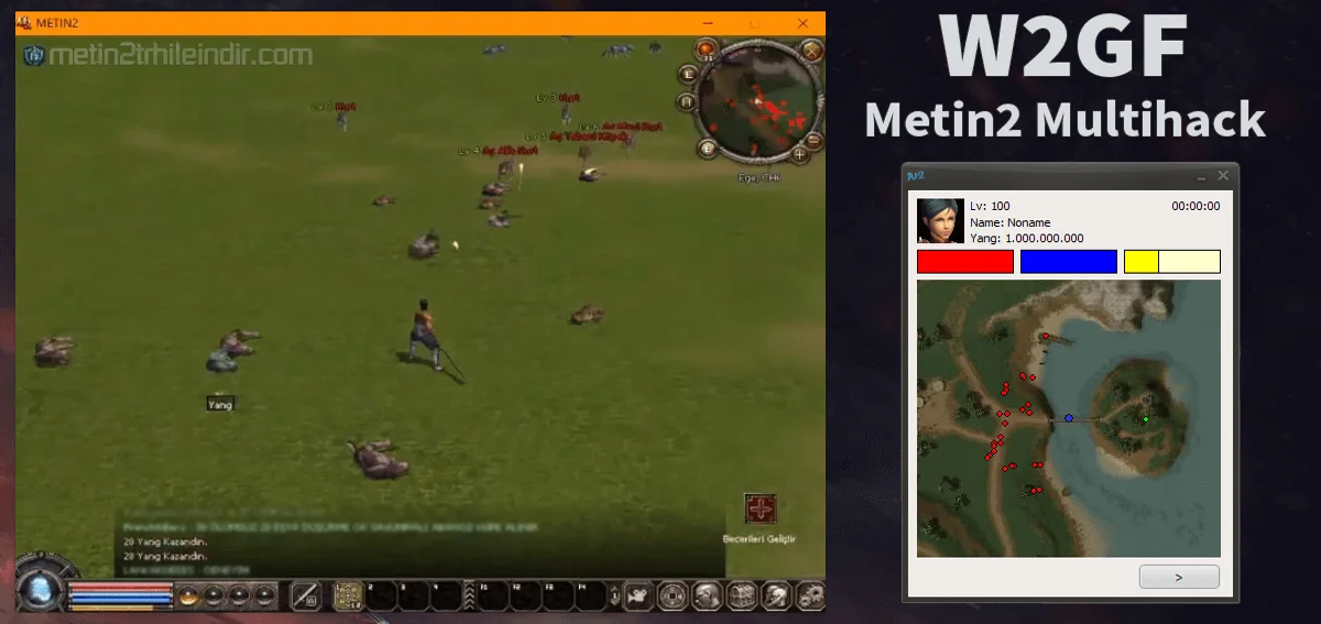 Metin2 TR W2GF Free Multihack Levelbot Hilesi indir